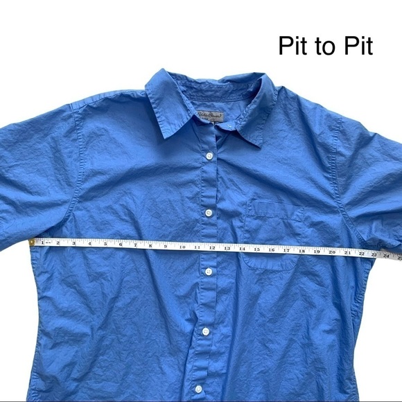 Vintage 90’s Eddie Bauer Blue Short Sleeve Button Up Top Size Extra Large - Picture 9 of 15